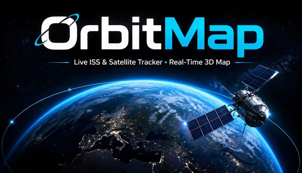 OrbitMap — live ISS and satellite tracker with real-time 3D orbital map
