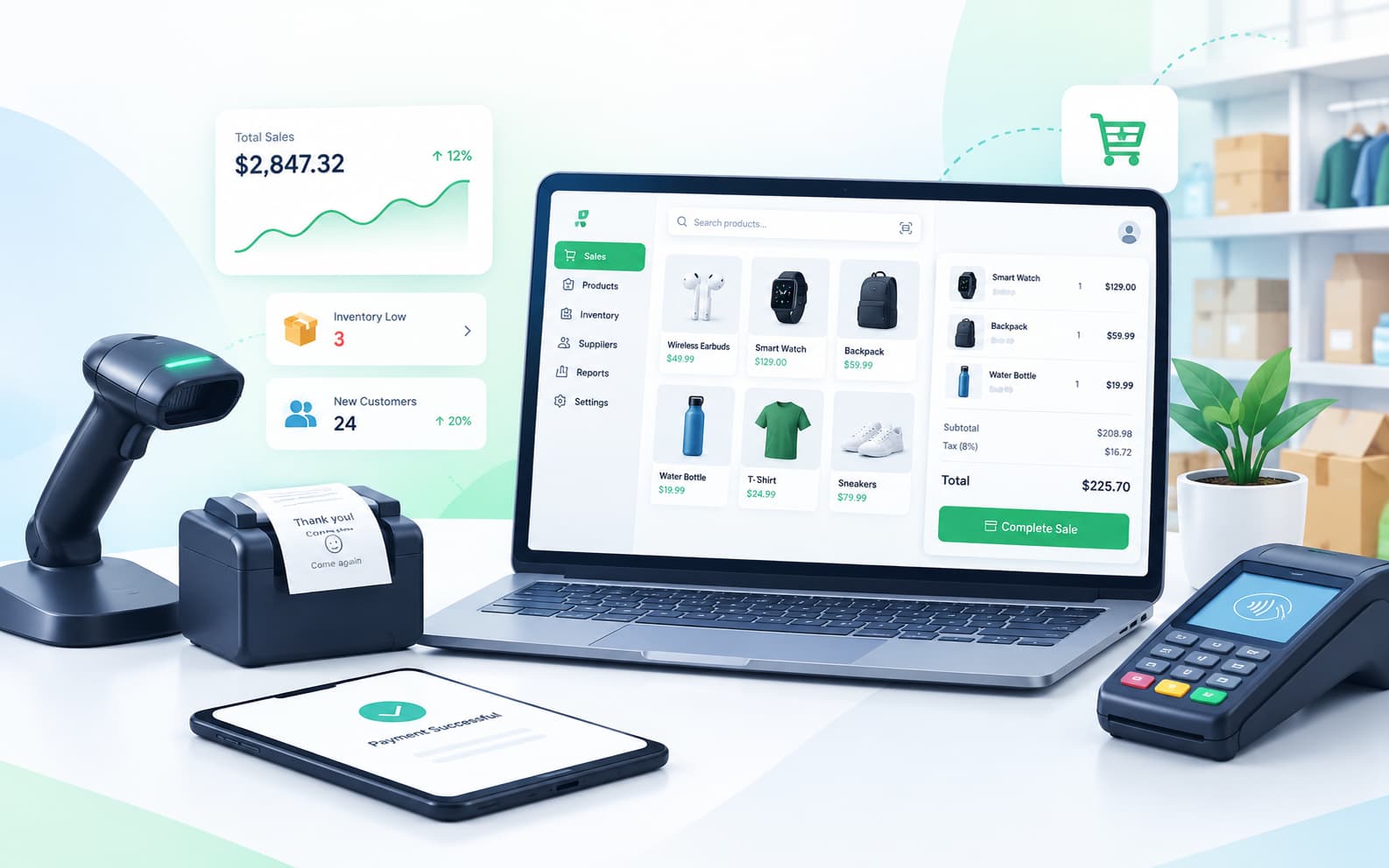 Custom POS and shop management system dashboard